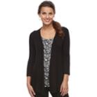 Petite Croft & Barrow&reg; Printed Mock-layer Cardigan, Women's, Size: Xl Petite, Black