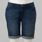 Plus Size Simply Vera Vera Wang Faded Jean Bermuda Shorts, Women's, Size: 20 W, Dark Blue