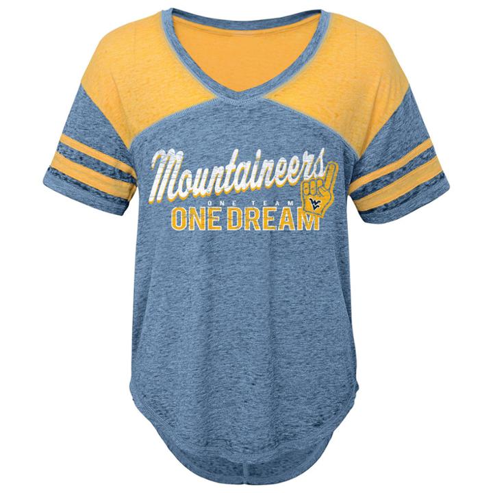 Juniors' West Virginia Mountaineers Football Tee, Women's, Size: Medium, Dark Blue