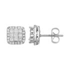 10k White Gold 3/4 Carat T.w. Square Halo Stud Earrings, Women's