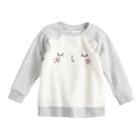 Baby Girl Jumping Beans&reg; Embroidered Cat Plush Pullover, Size: 12 Months, Natural