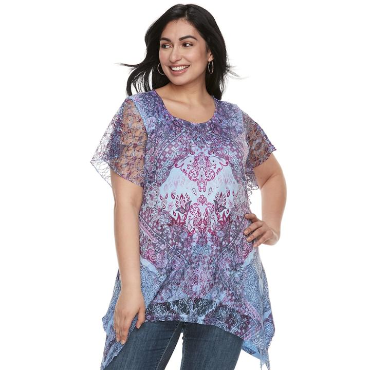 Plus Size World Unity Flutter Sleeve Sharkbite Top, Women's, Size: 2xl, Brown