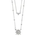 Lc Lauren Conrad Simulated Crystal Layered Flower Necklace, Women's, Silver