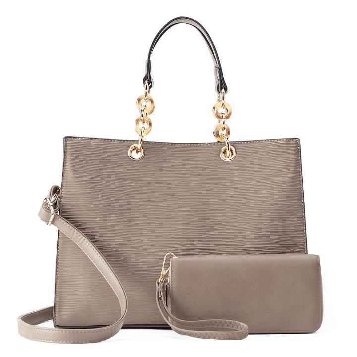 Deluxity Mila Satchel With Wallet, Women's, Grey