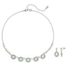 Simulated Crystal Halo Necklace & Drop Earring Set, Women's, Silver