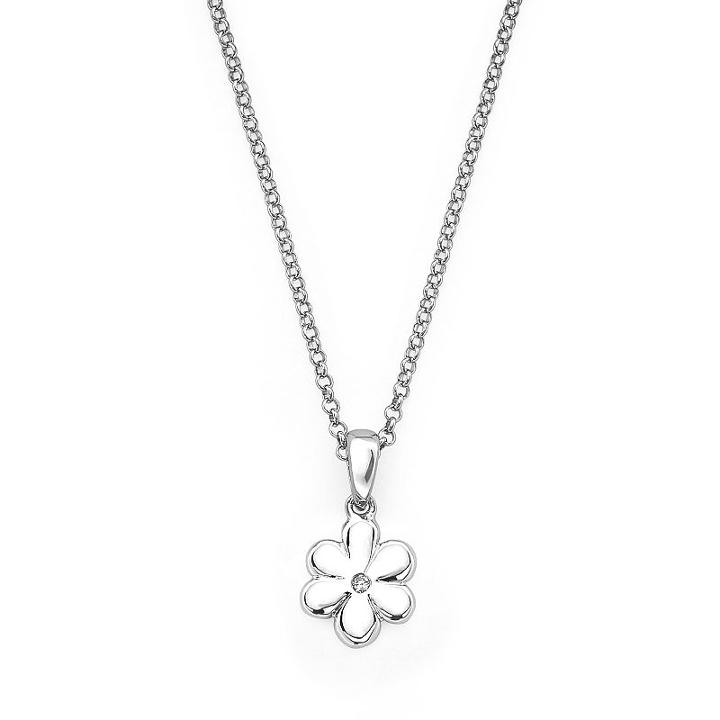Little Diva Diamonds Sterling Silver Diamond Accent Flower Pendant - Kids, Girl's, Size: 14, White