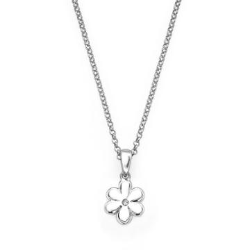 Little Diva Diamonds Sterling Silver Diamond Accent Flower Pendant - Kids, Girl's, Size: 14, White