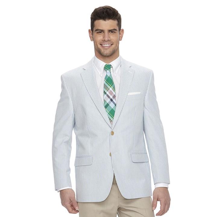 Men's Chaps Seersucker Classic-fit Sport Coat, Size: 48 - Regular, Light Blue