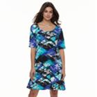 Women's Nina Leonard Bow-back Trapeze Dress, Size: Small, Blue (navy)