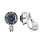 Napier Round Nickel Free Clip On Stud Earrings, Women's, Med Blue