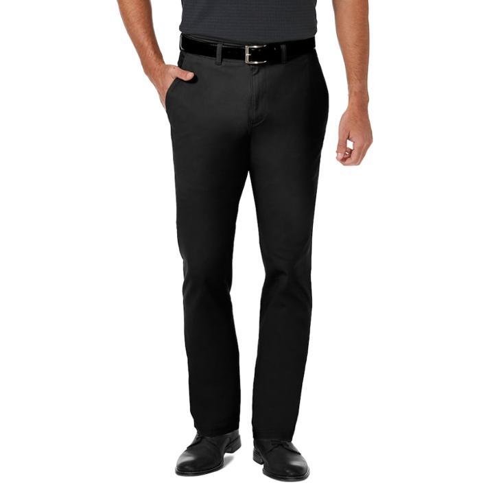Men's Haggar Coastal Comfort Slim-fit Stretch Flat-front Chino Pants, Size: 36x29, Black