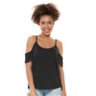 Juniors' Mudd&reg; Cupro Cold-shoulder Tee, Teens, Size: Xl, Black