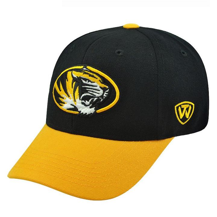 Adult Top Of The World Missouri Tigers Receiver Premium Collection Adjustable Cap, Men's, Black