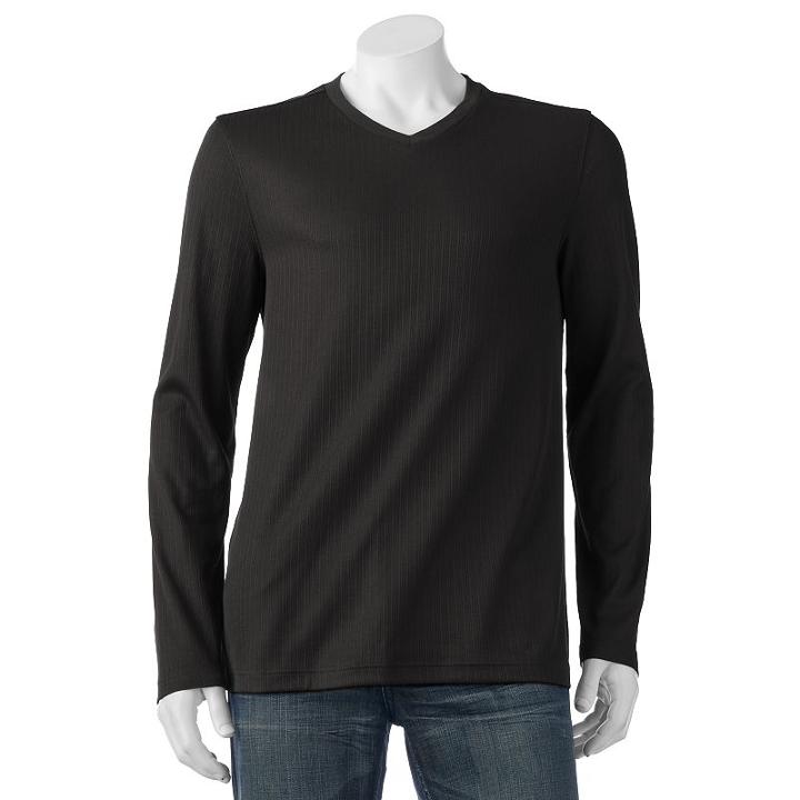 Big & Tall Croft & Barrow&reg; Classic-fit Ribbed V-neck Tee, Men's, Size: L Tall, Black