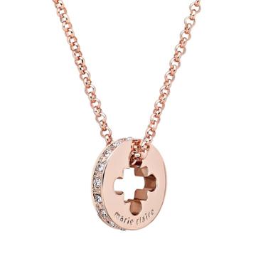 Marie Claire Jewelry Crystal Rose Gold Tone Clover Pendant Necklace, Women's, Size: 19, White