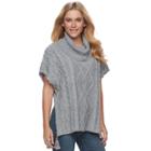 Women's Sonoma Goods For Life&trade; Cable Knit Poncho Sweater, Size: S-m, Med Grey