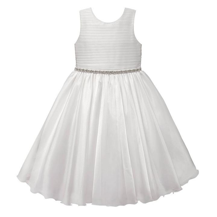 Girls 7-16 & Plus Size American Princess Rhinestone Waist Pleated Communion Dress, Girl's, Size: 10, White