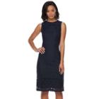 Women's Sharagano Sleeveless Lace Midi Dress, Size: 16, Blue (navy)