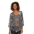 Women's World Unity Asymmetrical Hem Chiffon Top, Size: Xs, Med Blue