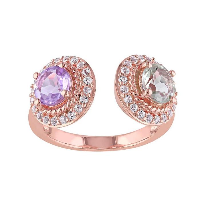 Sterling Silver Gemstone Open Halo Ring, Women's, Size: 6, Multicolor