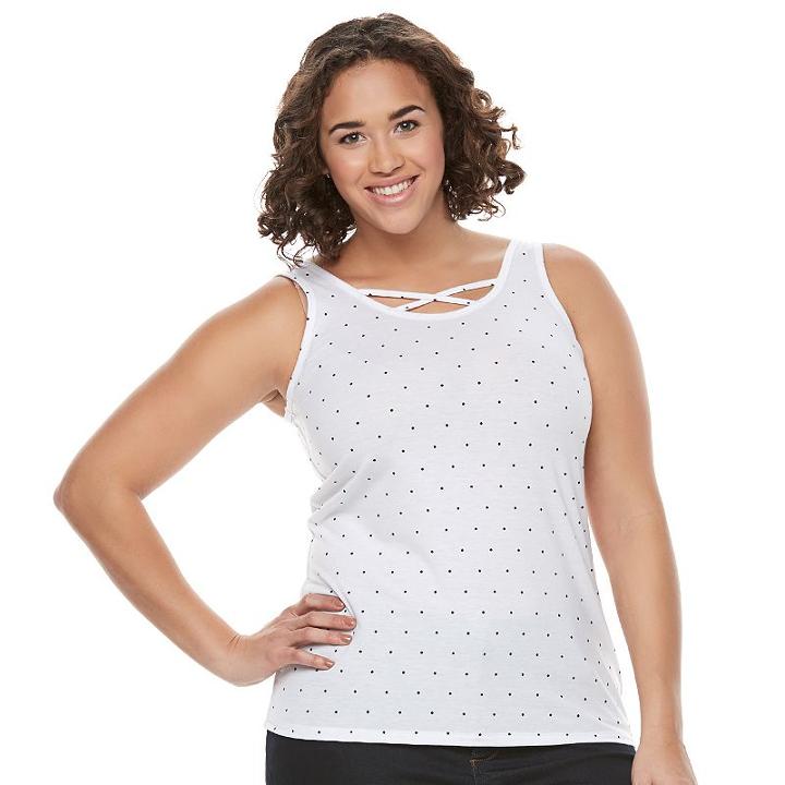 Juniors' Plus Size So&reg; Double Scoop Crisscross Tank, Girl's, Size: 2xl, White