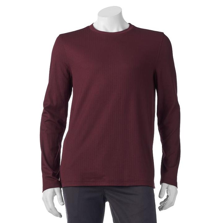 Big & Tall Croft & Barrow&reg; Classic-fit Ribbed Crewneck Tee, Men's, Size: L Tall, Dark Red