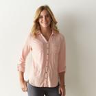 Women's Sonoma Goods For Life&trade; Long Utility Shirt, Size: Large, Brt Pink
