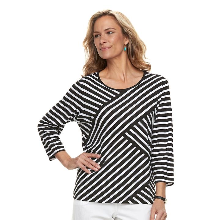 Women's Cathy Daniels Diagonal Stripe Top, Size: Large, Black