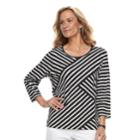 Women's Cathy Daniels Diagonal Stripe Top, Size: Large, Black