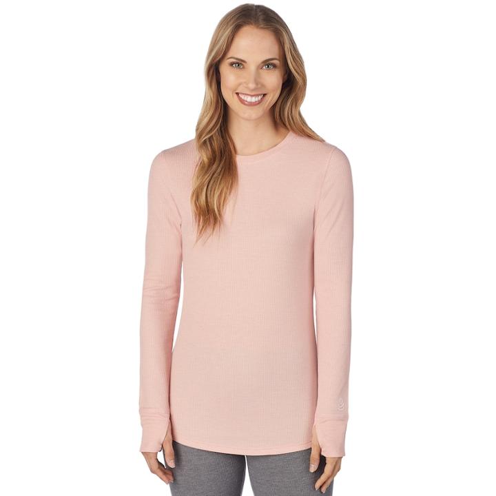 Women's Cuddl Duds Strecth Thermal Crewneck Top, Size: Small, Orange
