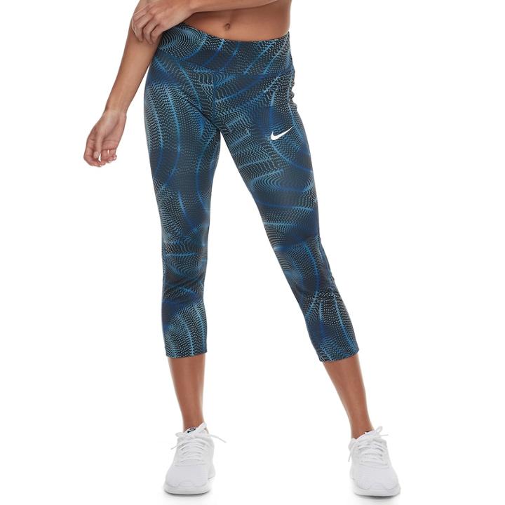 Women's Nike Power Essential Running Capri Leggings, Size: Large, Blue