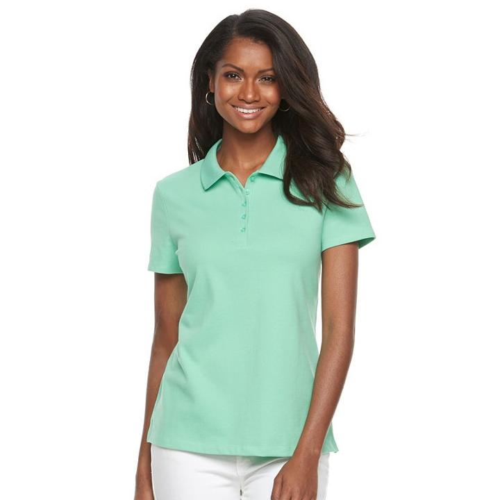 Women's Croft & Barrow&reg; Classic Solid Polo, Size: Xs, Dark Green