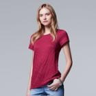 Women's Simply Vera Vera Wang Windy Jacquard Tee, Size: Xl, Pink