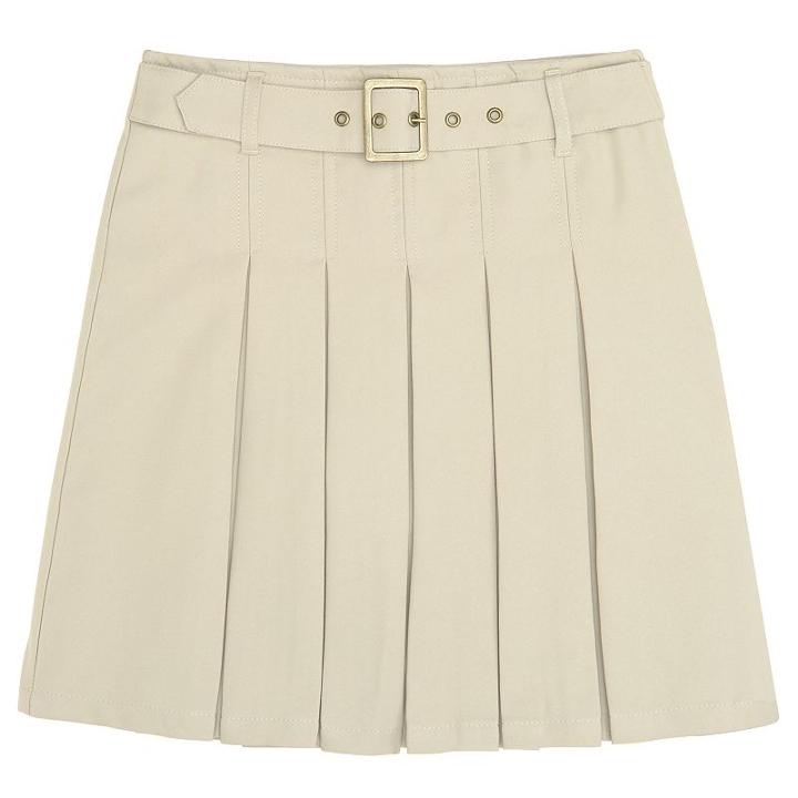 Girls 4-20 & Plus Size French Toast School Uniform Belt Pleated Skort, Girl's, Size: 10, Beig/green (beig/khaki)