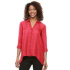 Women's Dana Buchman High-low Chiffon Shirt, Size: Medium, Brt Red