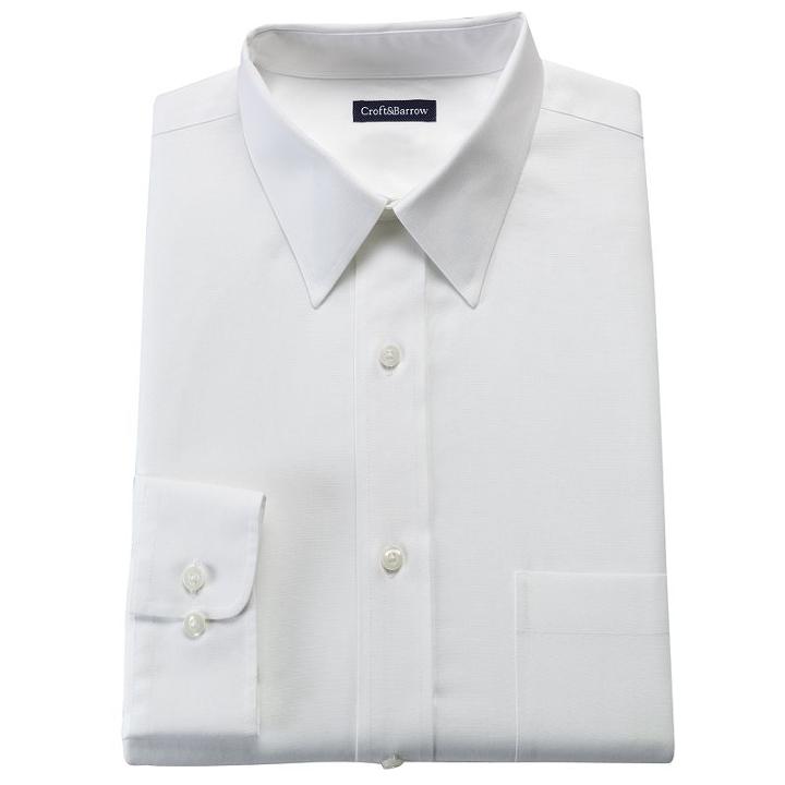 Men's Croft & Barrow Classic-fit Checkered No-iron Dress Shirt, Size: 14.5-32/33, White