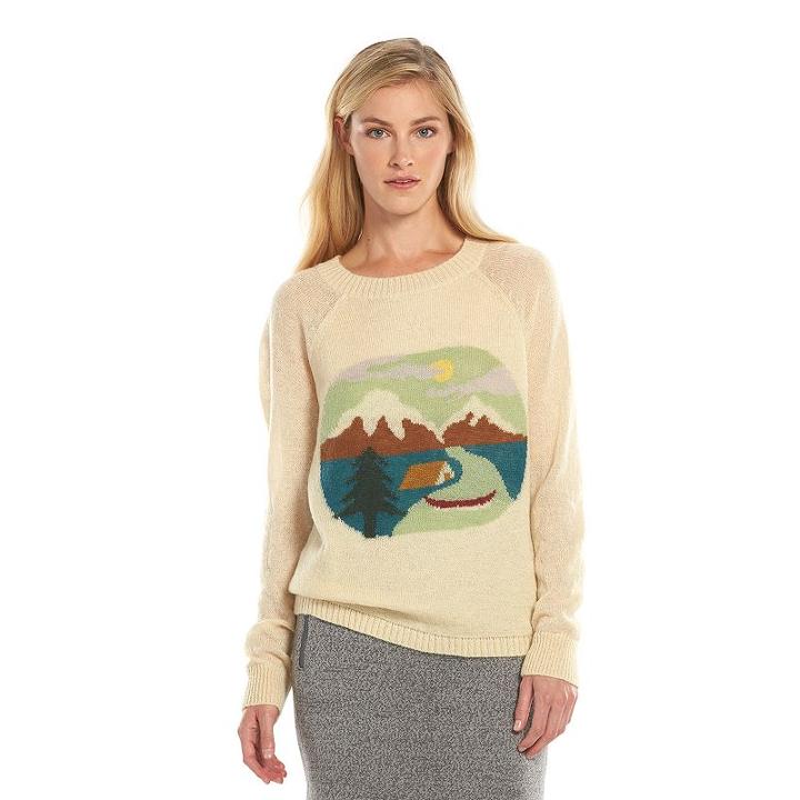 Women's Woolrich Graphic Sweater, Size: Xl, Lt Beige