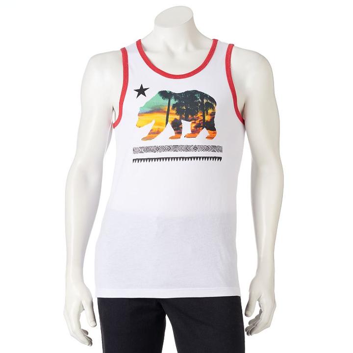 Men's Cali Bear Tank Top, Size: Large, White