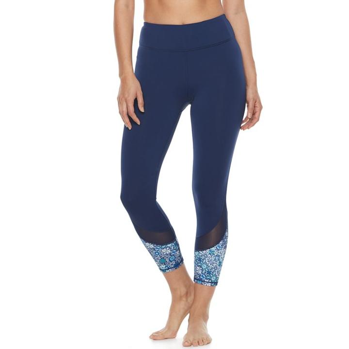 Women's Gaiam Om Mesh Capri Yoga Leggings, Size: Xl, Lt Brown