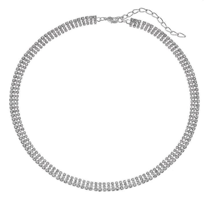Simulated Crystal Multi Row Necklace, Women's, Natural