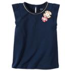 Girls 4-8 Carter's Flutter Sleeve Rosette Tee, Size: 5, Blue