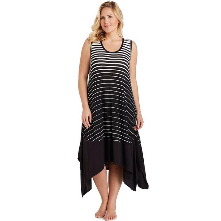 Plus Size Cuddl Duds Pajamas: Color Fusion Tank Maxi Dress, Women's, Size: 3xl, White Oth