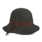 Women's Scala Faux Suede Trim Raw Edge Cloche Hat, Green