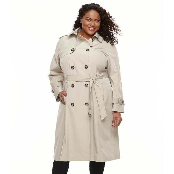 Plus Size Tower By London Fog Double-breasted Trench Coat, Women's, Size: 3xl, Lt Beige