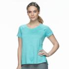 Women's Petite Tek Gear&reg; Performance Base Layer Side-slit Tee, Size: M Petite, Turquoise/blue (turq/aqua)