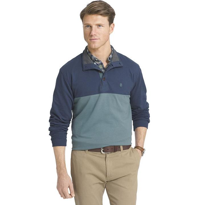 Men's Izod Colorblock Fleece Polo, Size: Xxl, Turquoise/blue (turq/aqua)