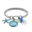 Starfish & Shell Charm Hinged Bangle Bracelet, Women's, Multicolor