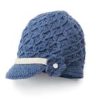 Sijjl Women's Crochet Brim Wool Beanie, Blue