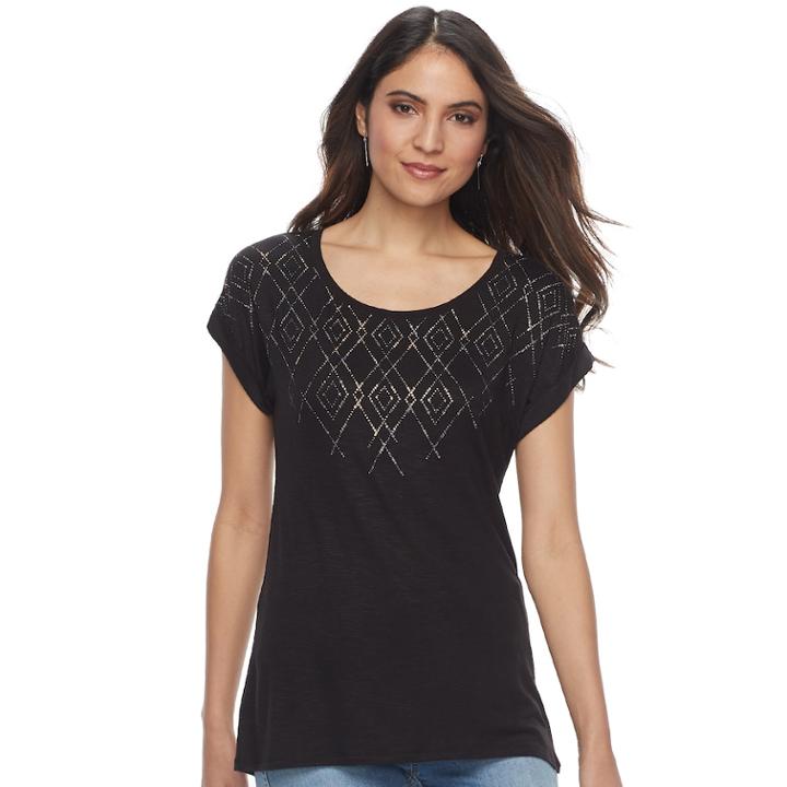 Women's Apt. 9&reg; Scoopneck Tee, Size: Medium, Oxford