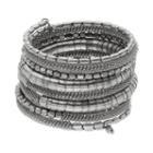 Beaded Mesh Coil Bracelet, Women's, Silver